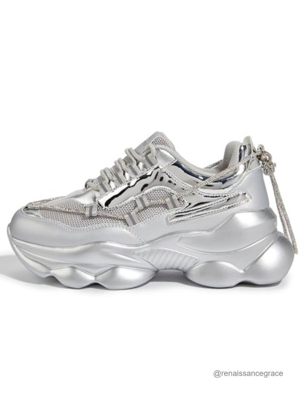 Chunky Rhinestone Platform Sneakers for Women - Walking Shoes